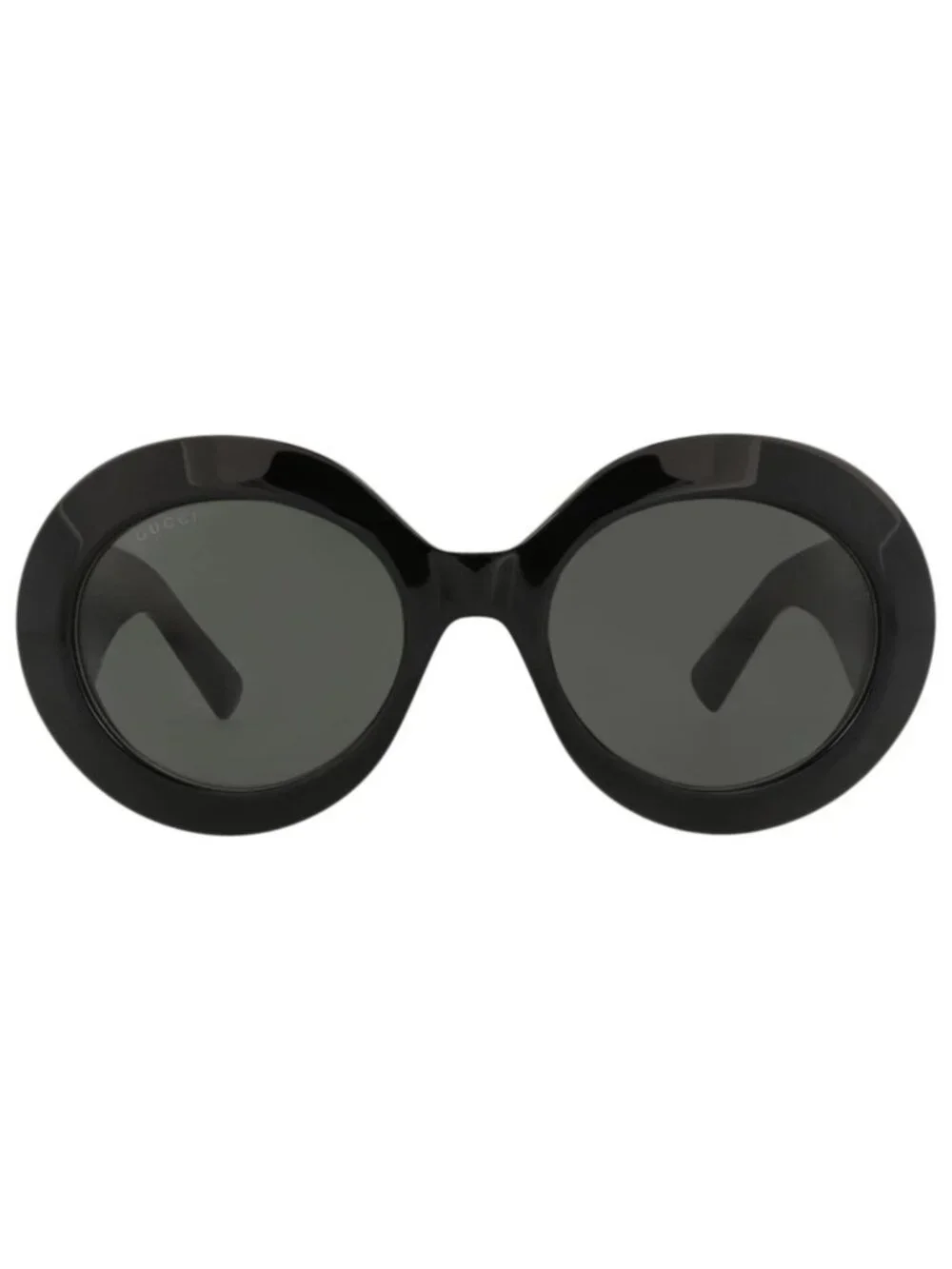 New Gucci Women's Sunglasses Round Oval Recycled Acetate Frame Black Black Grey